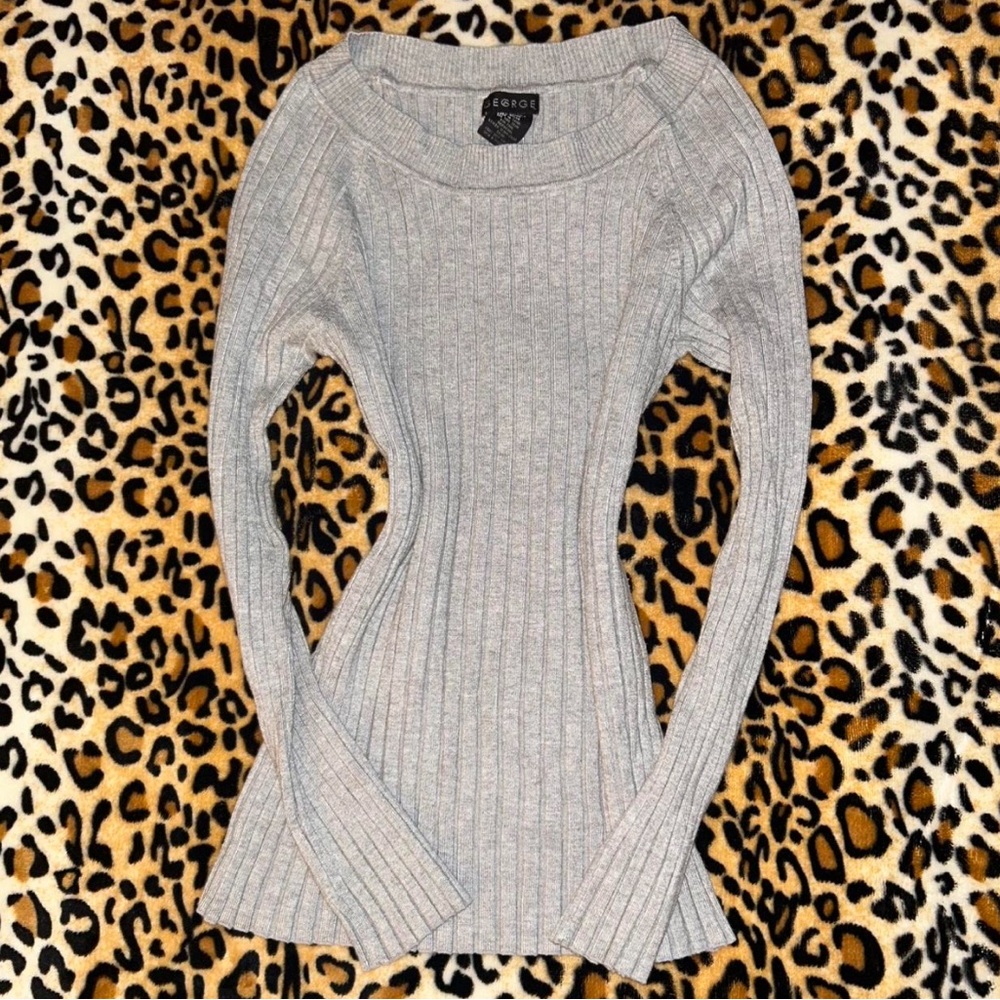 Preppy Light Grey Ribbed Sweater